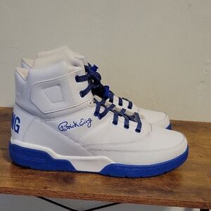 Patrick Ewing White and Blue High-Top Sneakers, SIZE 16, Like New